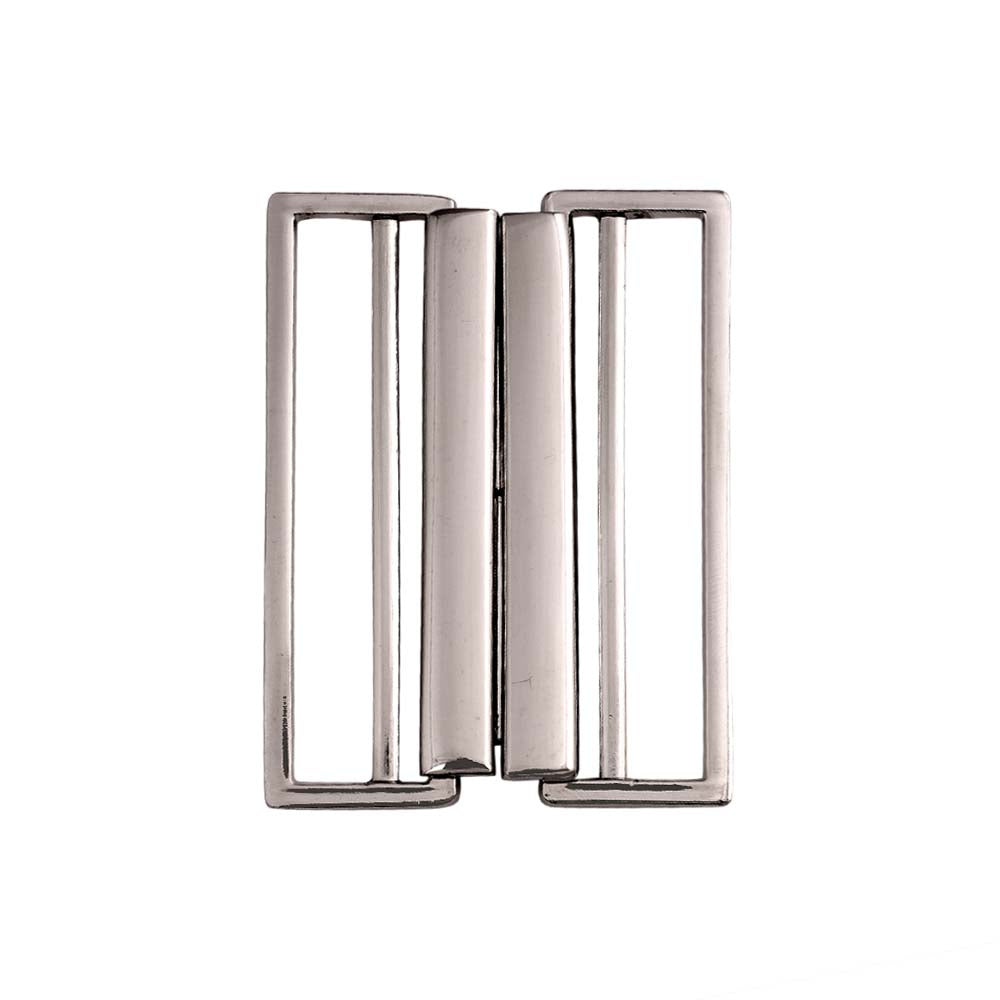 Striking Geometric Structure Shiny 2 Part Clasp Belt Buckle in Shiny Silver Color
