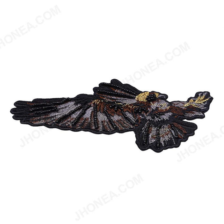 Beads Embellished Flying Eagle Embroidery Bird Patch
