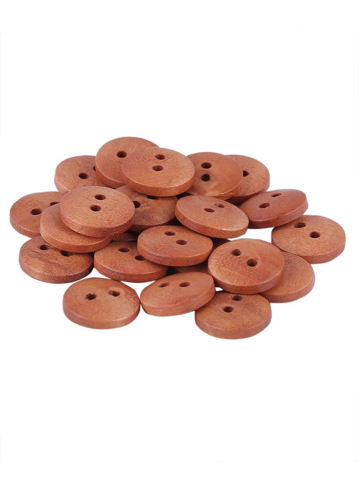 Round Shape 2-Hole Fashionable Wooden Light Brown Color Dome Button