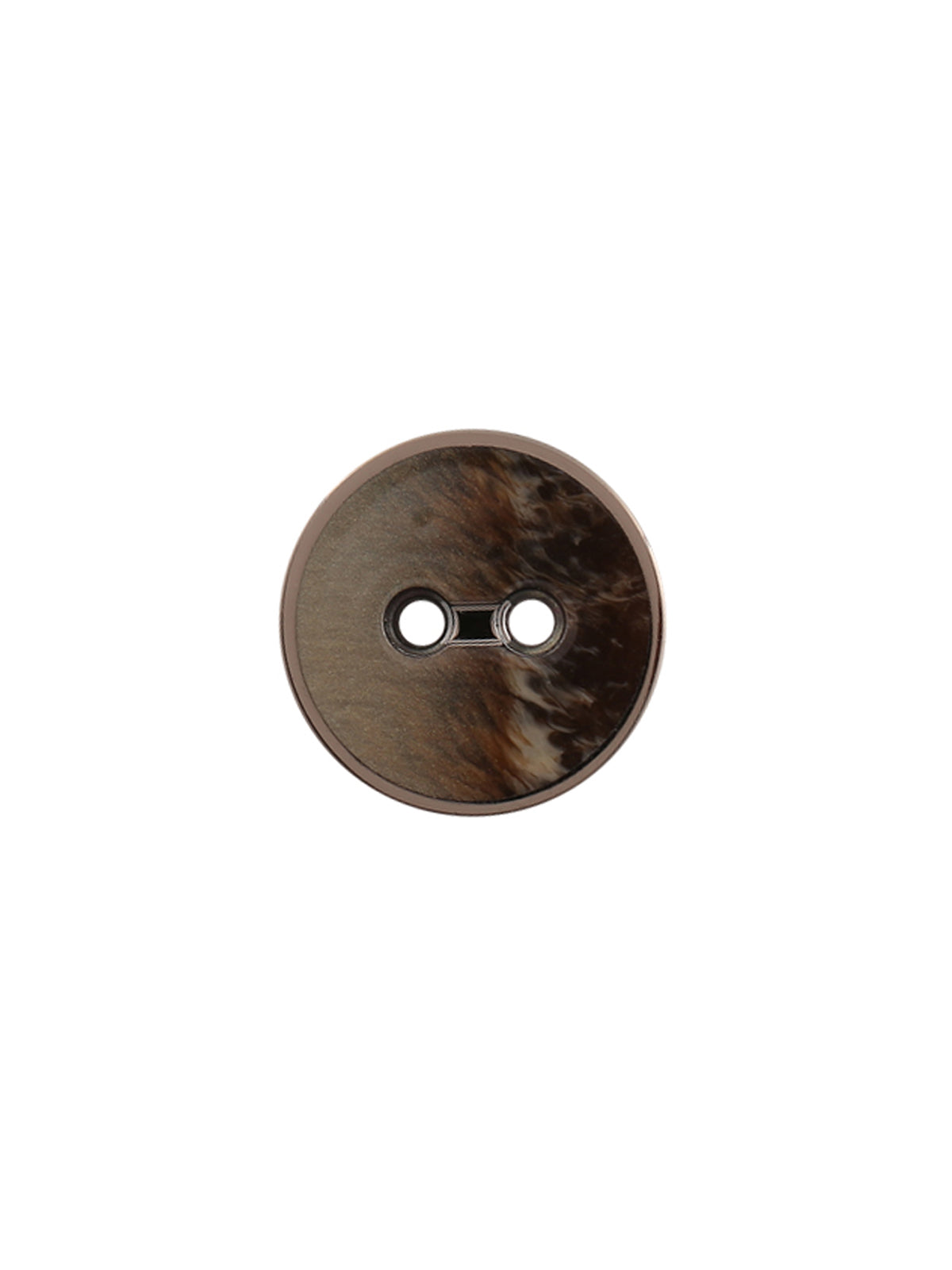 Fancy Round Shape 2-Hole Shiny Poly Brown Color Button