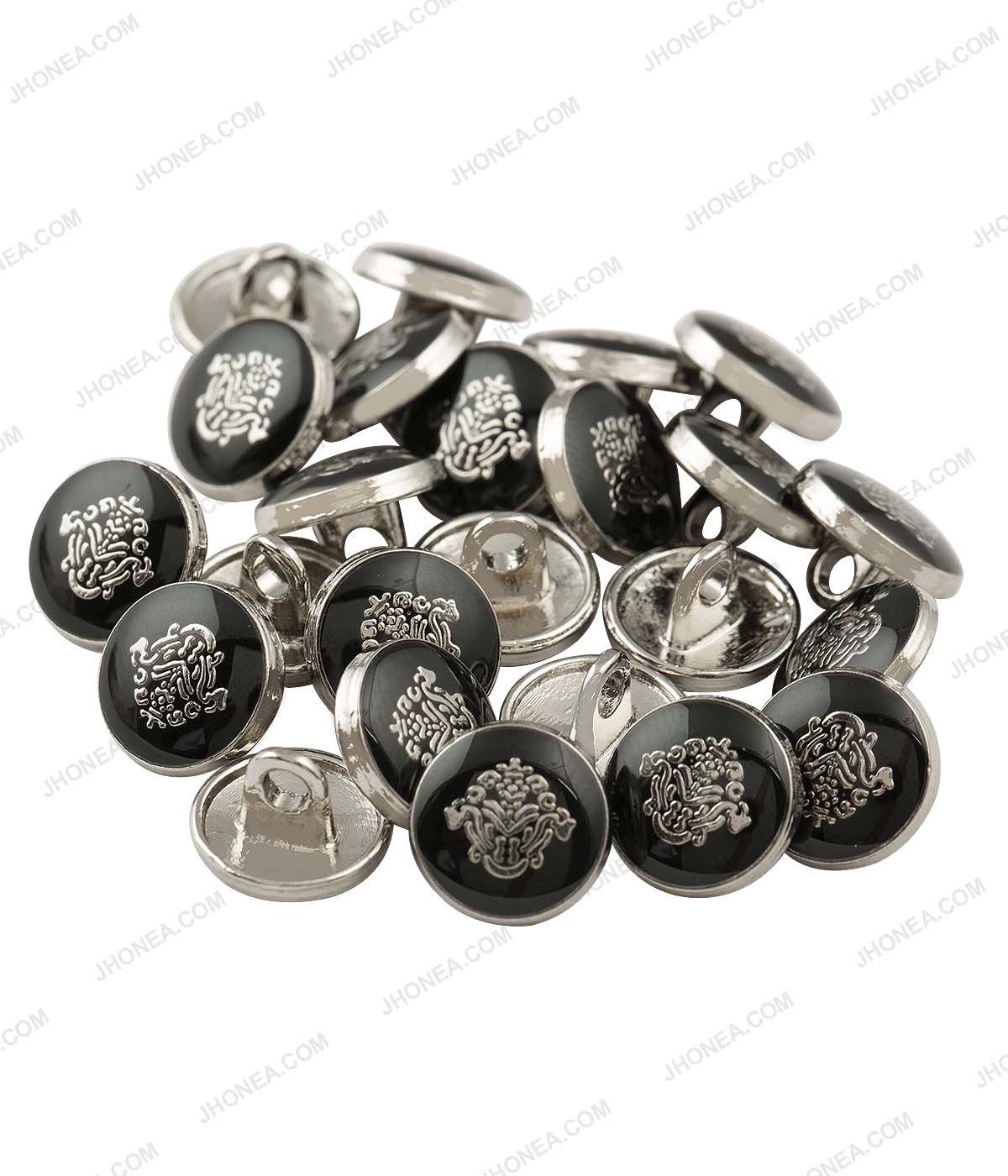 Classy Silver with Black Lamination Metal Buttons for Shirts