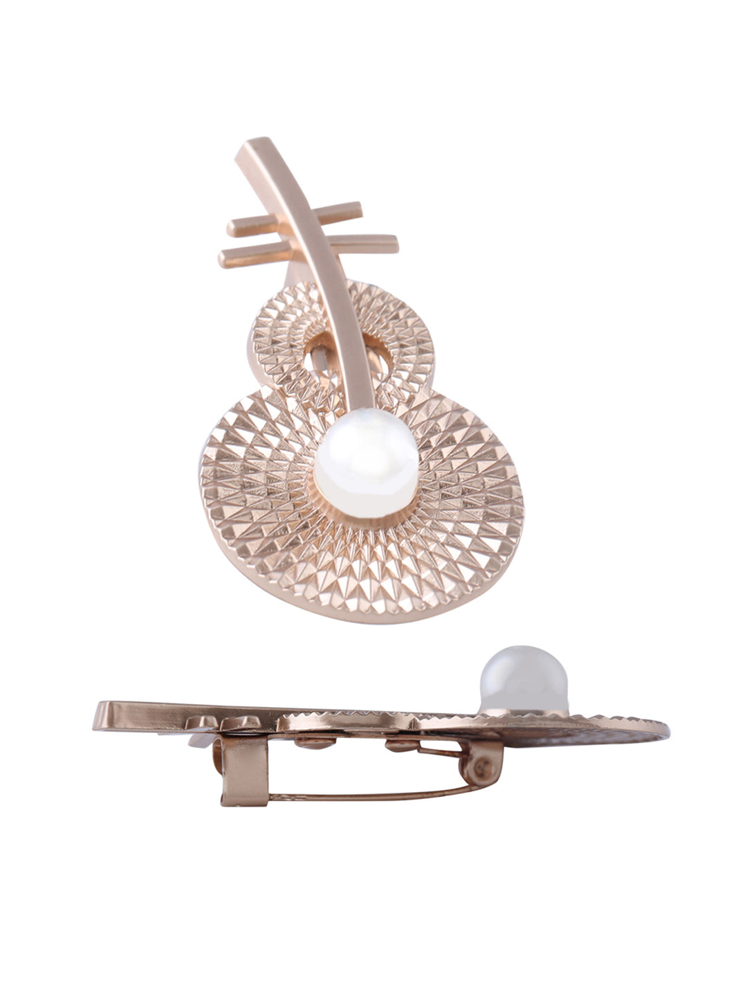 Golden Color Charming Guitar Styled Fashionable Pearl Brooch