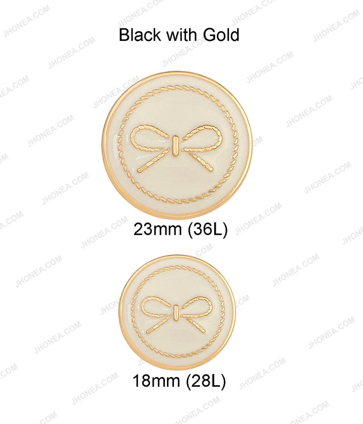 Premium White with Gold Color Bow Design Western Clothing Metal Buttons