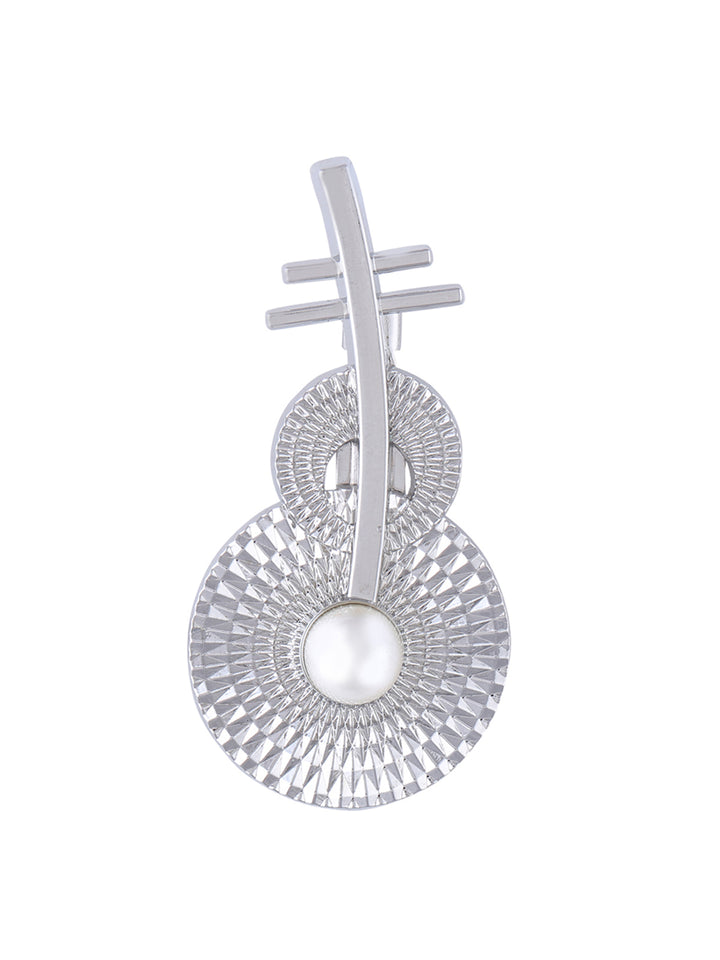 Charming Guitar Styled Fashionable Pearl Brooch
