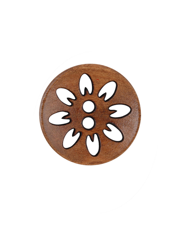Cutwork Design Wooden Light Brown Jacket Button