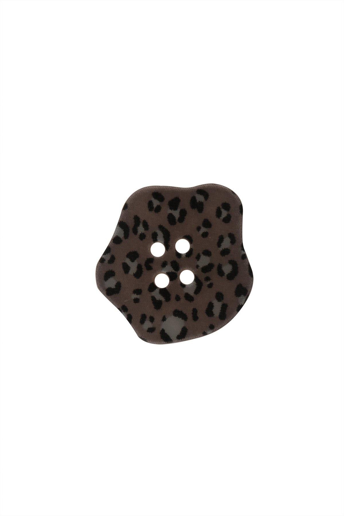 Organic Shape Leopard Print 4-Hole Acrylic Button