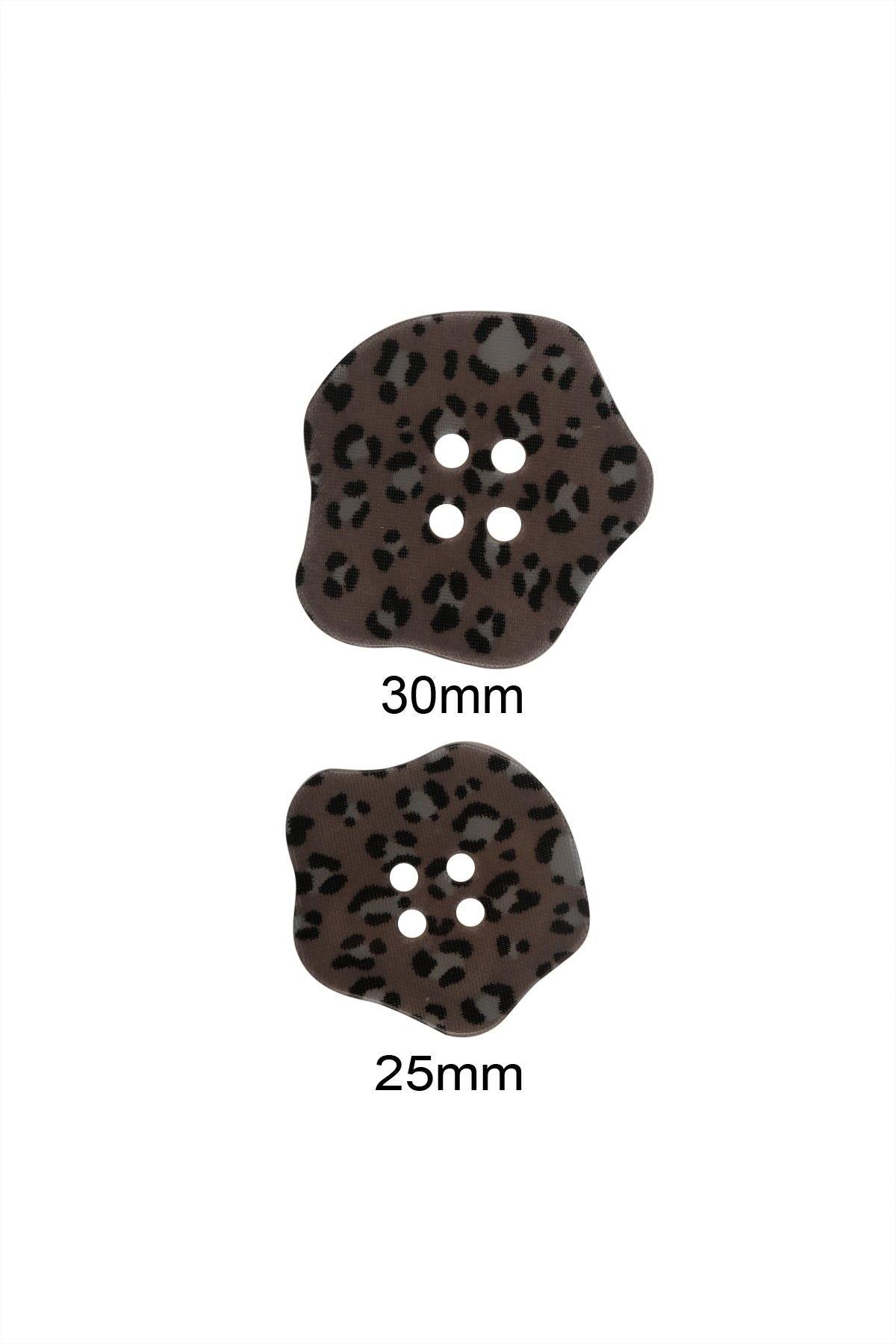 Organic Shape Leopard Print 4-Hole Acrylic Button
