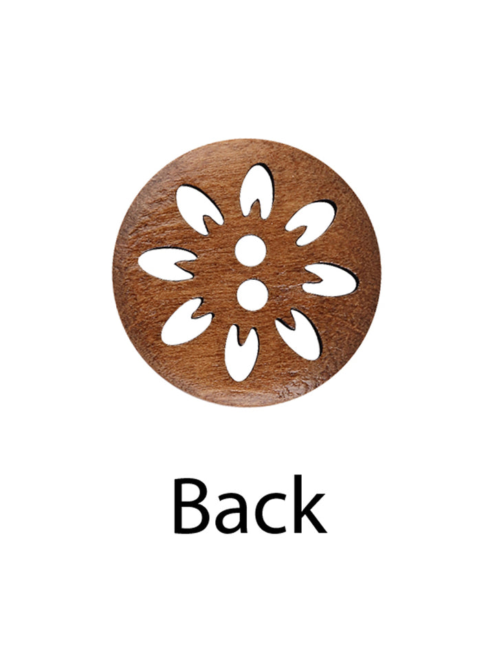 Cutwork Design Wooden Brown Jacket Button