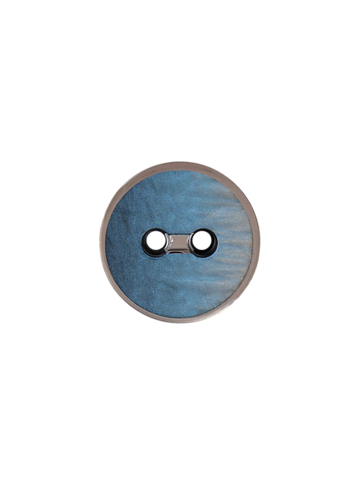 Fancy Round Shape 2-Hole Shiny Poly Blue Color Button
