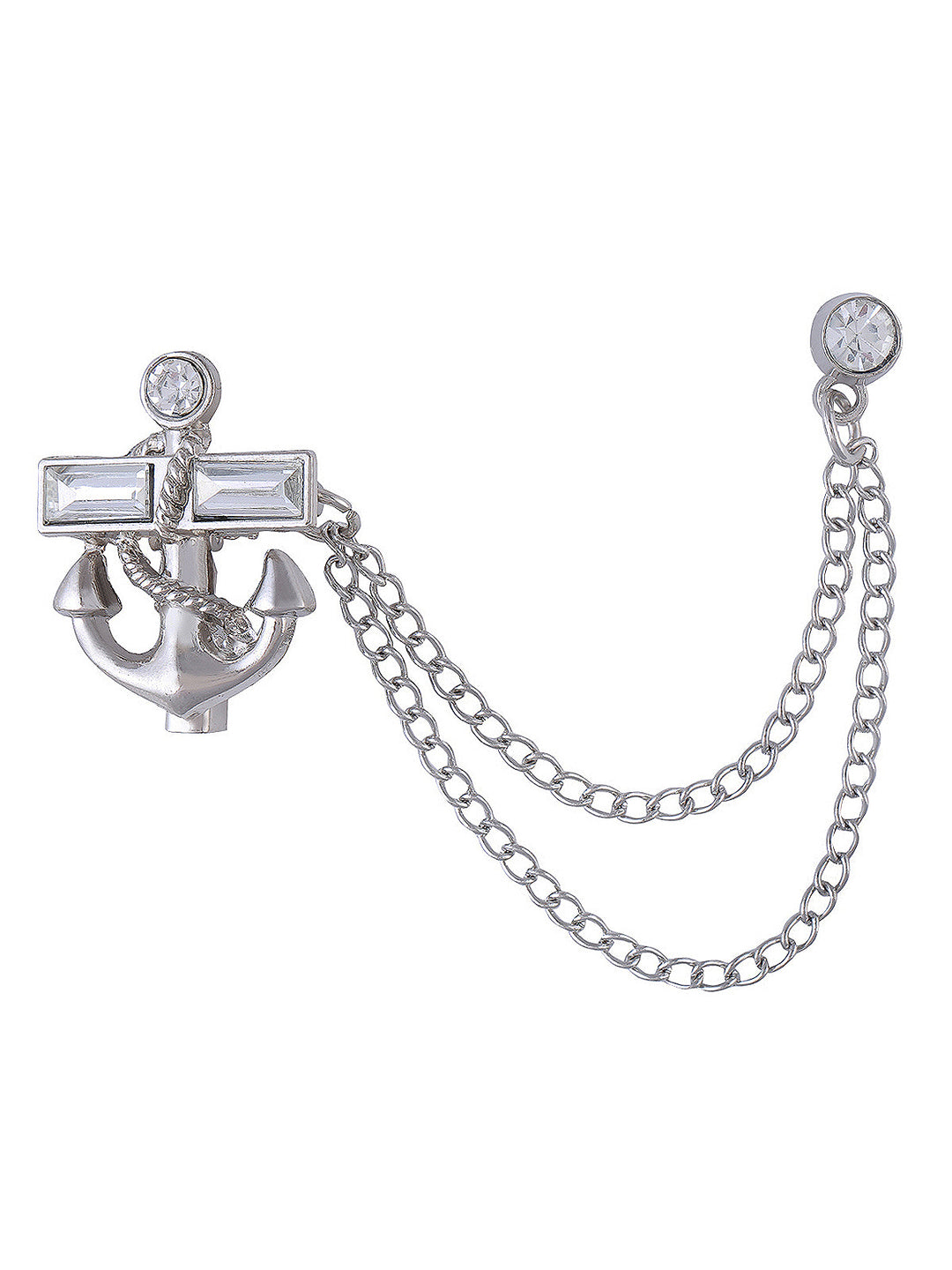 Classic Unisex Anchor with Chain Fashion Silver Color Brooch