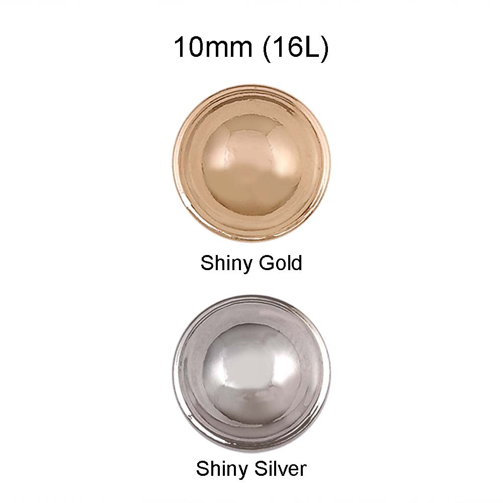 Shiny Gold/Silver Color Smooth Dome Surface 16L Shirt/Kurta Loop Buttons