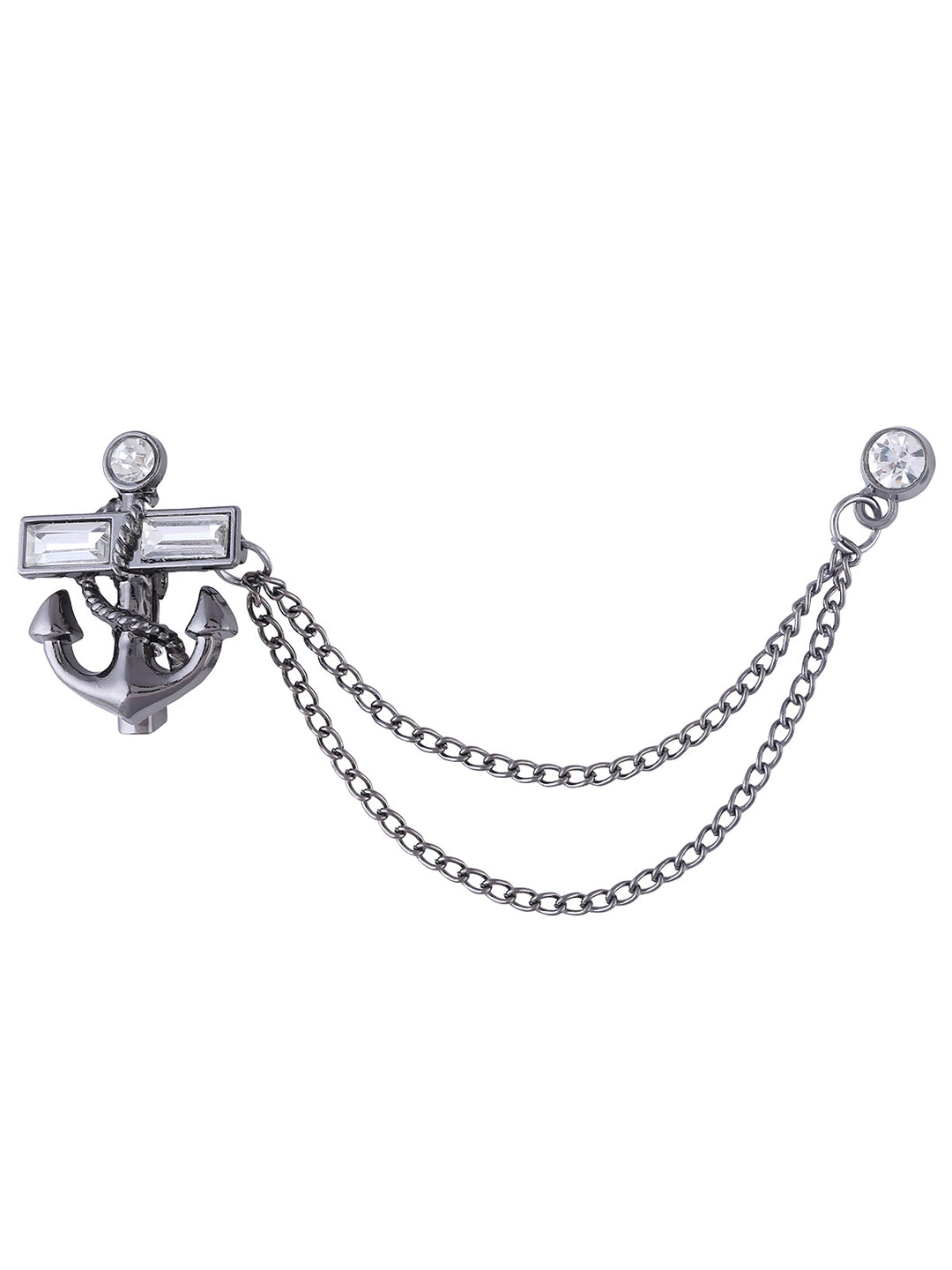 Classic Unisex Anchor with Chain Fashion Black Nickel (Gunmetal) Color Brooch