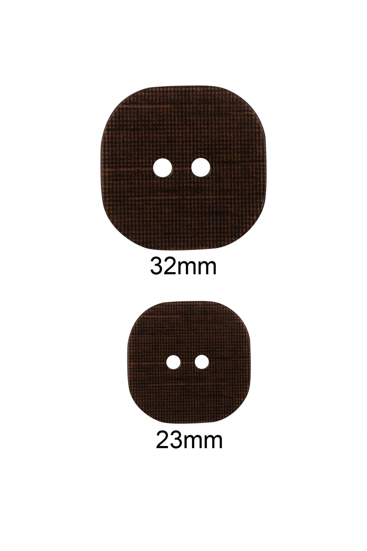 Square Shape Dark Brown Colour 2-Hole Flat Acrylic Button