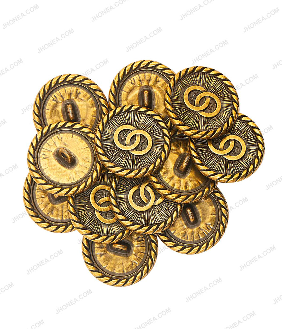 Rope Rim Edge Antique Gold Metal Buttons for Prince Coat