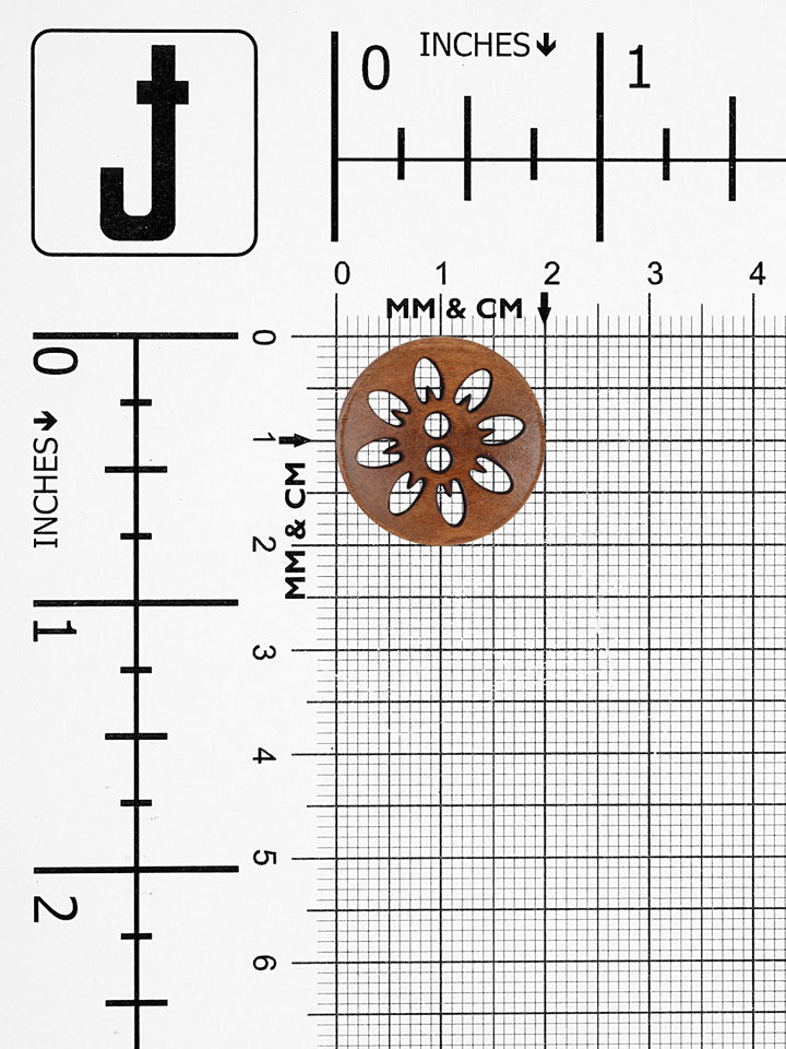 Cutwork Design Wooden Brown Jacket Button