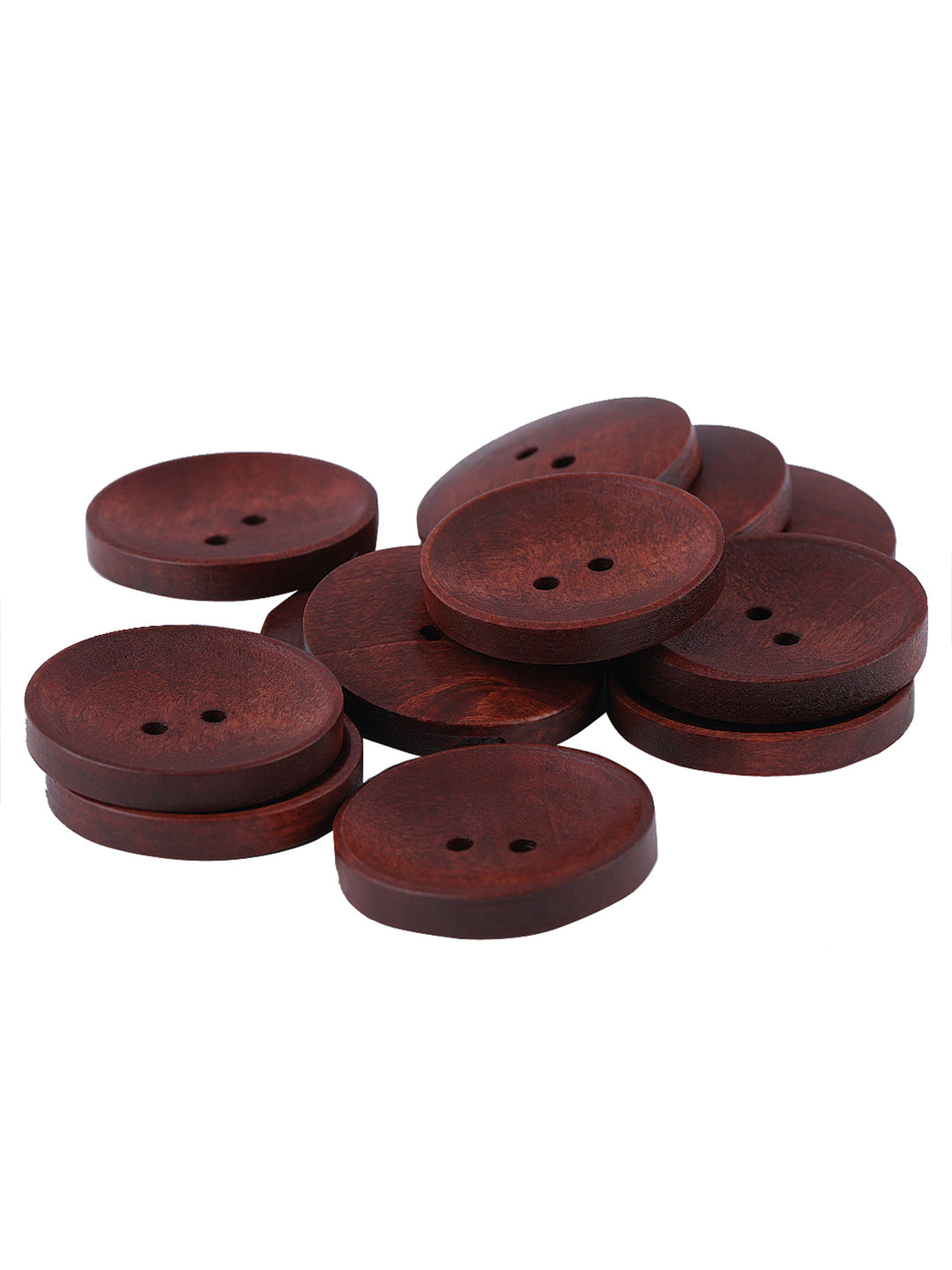 Round Shape Dark Brown Color 2 Hole Hollow Wooden Button