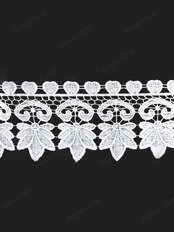 Floral Cutwork Design White Lace Trim