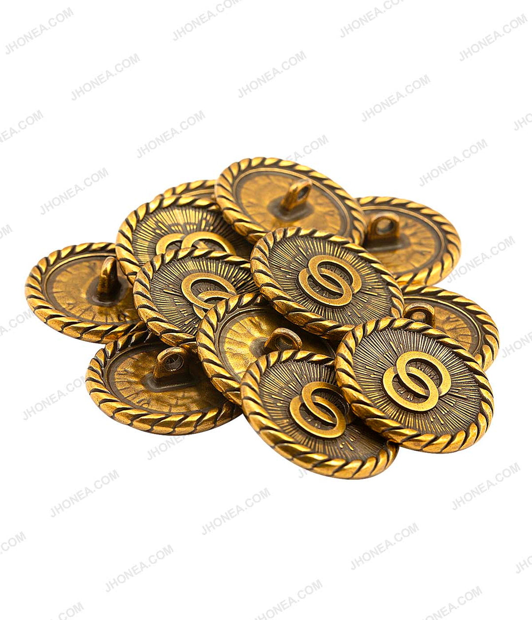 Rope Rim Edge Antique Gold Metal Buttons for Prince Coat