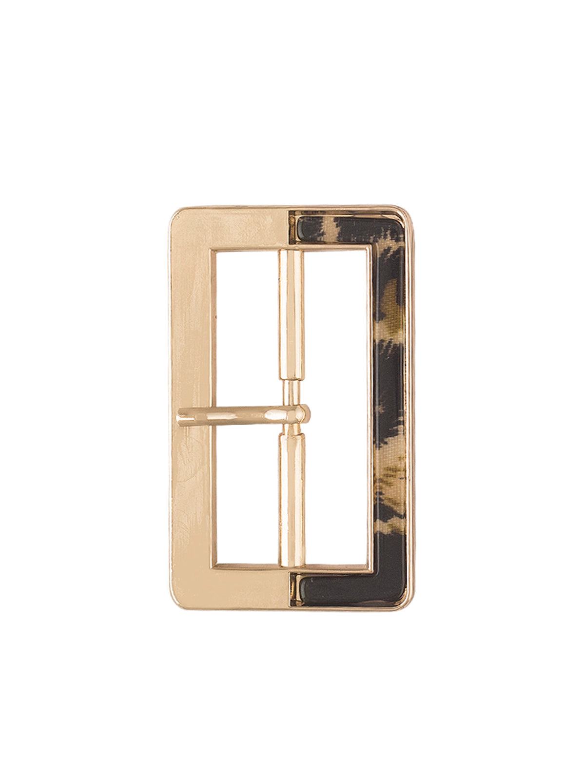 Classic Shiny Gold with Leopard Print Belt Buckle with Prong