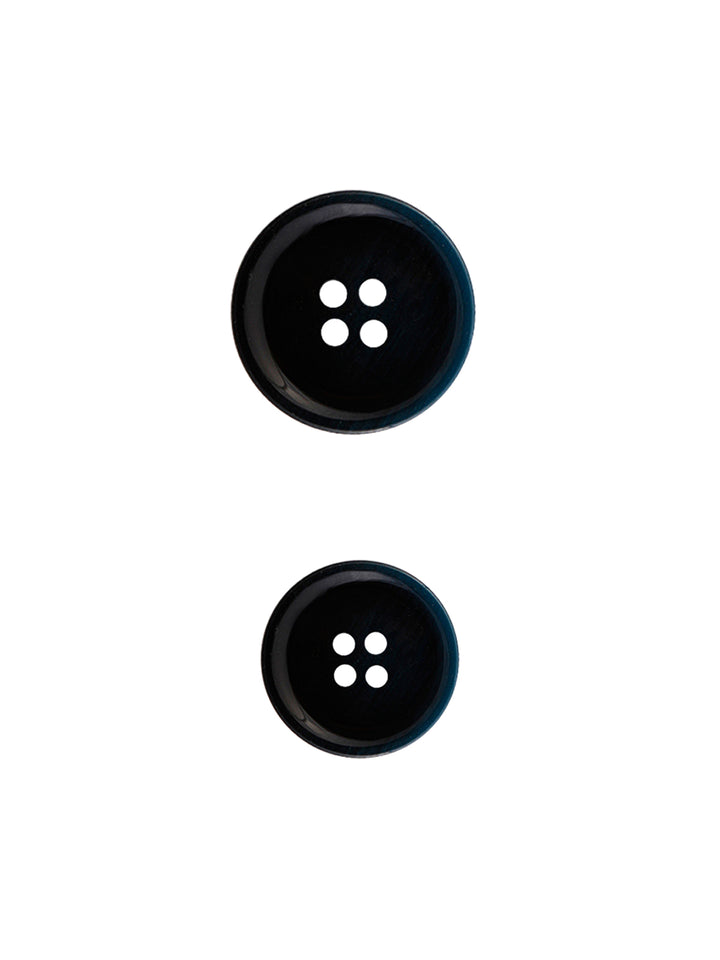 Black with Blue Shaded Round Shape 4-Hole Blazer/Coat Button