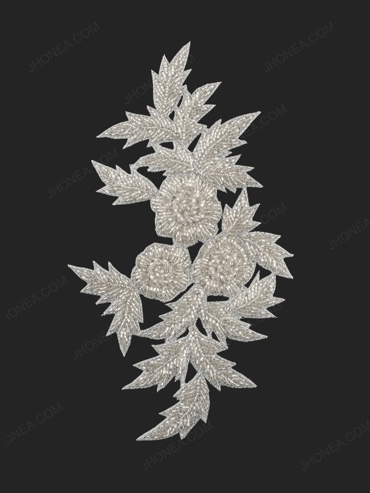 Dazzling Crystal Handmade Flower & Leaves Cutwork Patch