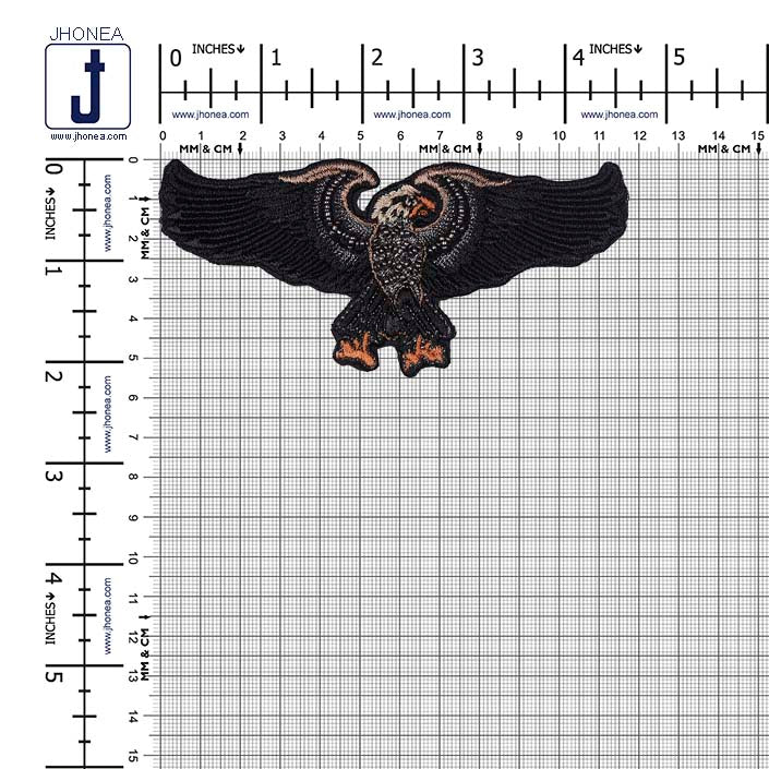 Black Flying Eagle Beaded Embroidery Bird Patch
