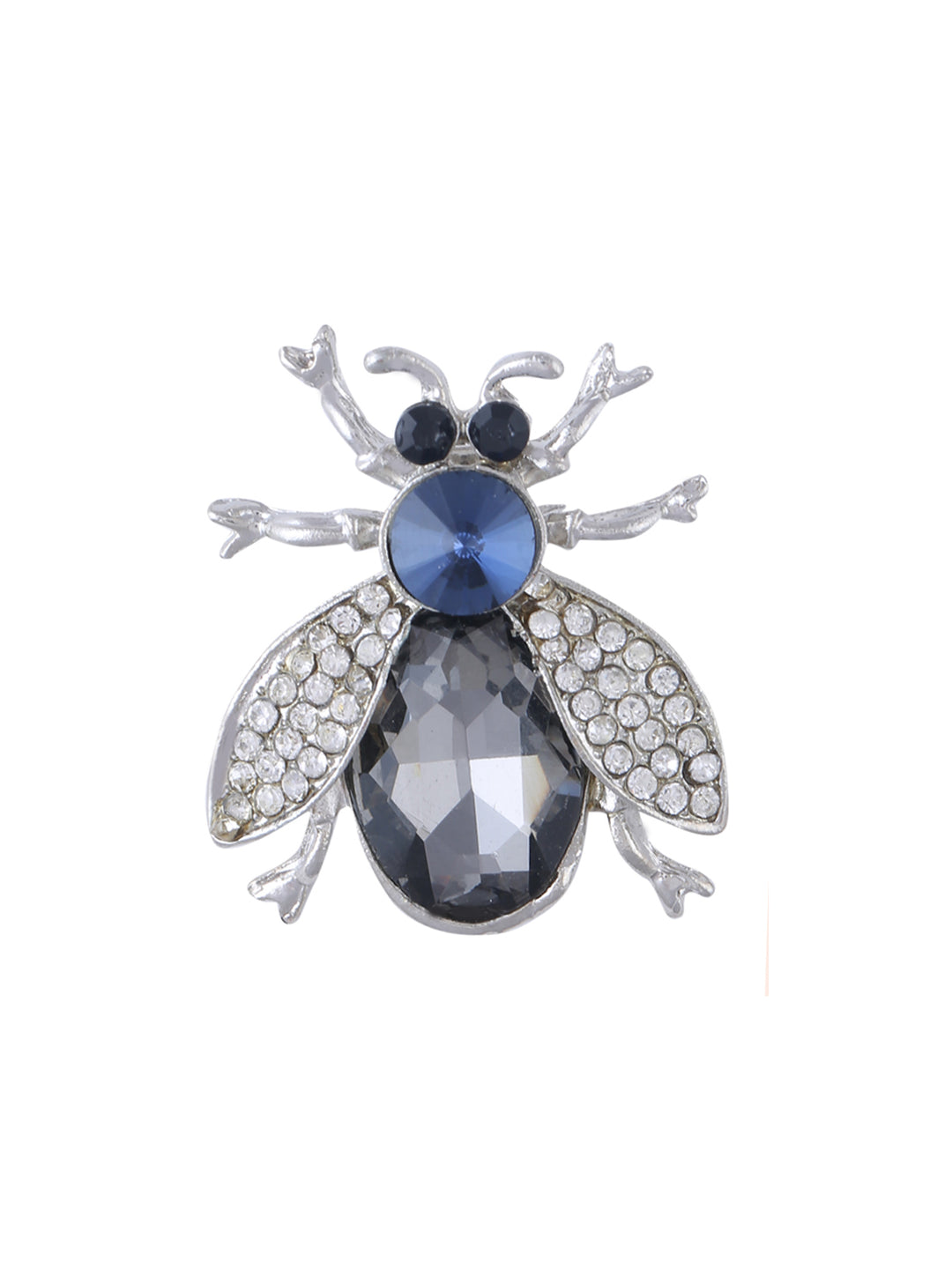 Diamond Studded Honeybee Design Silver Brooch
