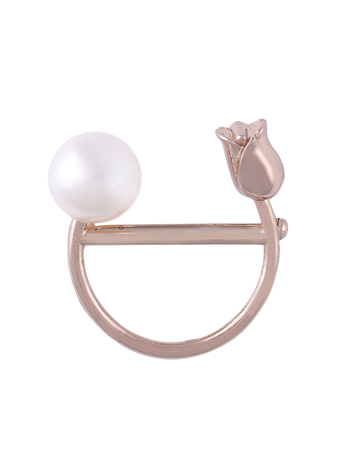 Elegant Pearl Rose Flower Fashion Matte Gold Color Brooch Pin