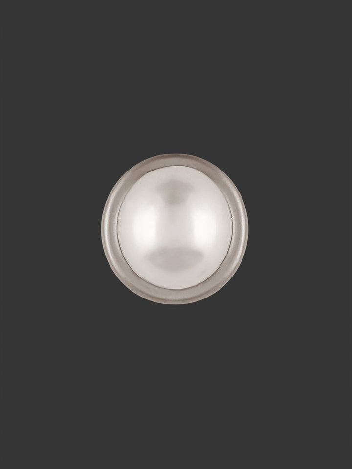 Matte Silver Round Shape Pearl Metal Button