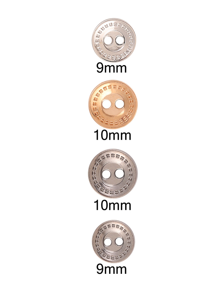 Cutting Lines Border 2-Hole Round Shape Metal Buttons