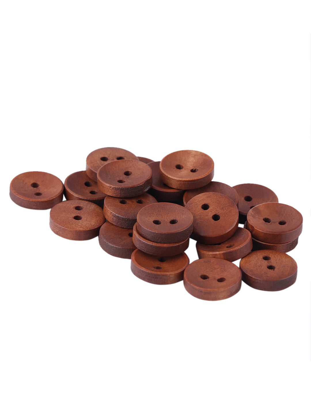 Round Shape Light Brown Color 2 Hole Hollow Wooden Button