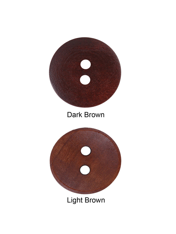 Round Shape Brown 2 Hole Hollow Wooden Button