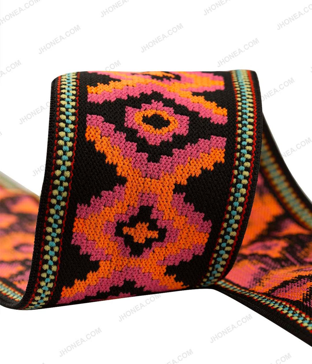 5cm (2inch) Wide Multicolour Boho Chic Fashion Jacquard Pattern Elastic