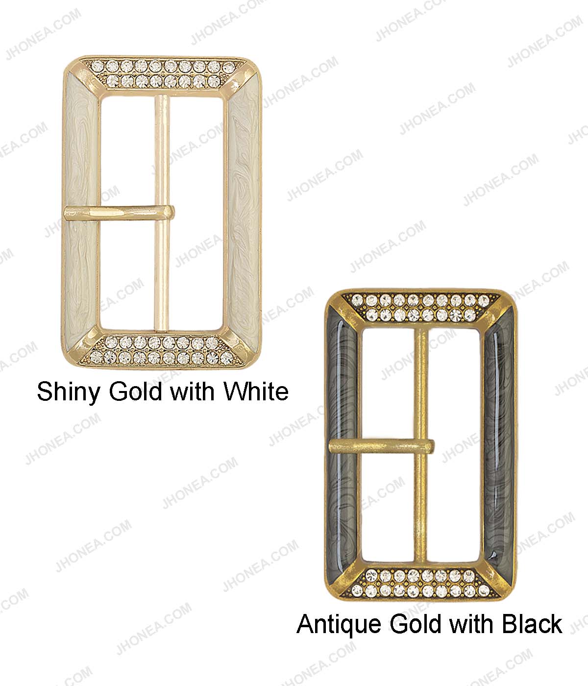 Rectangle Marble Effect Diamond Accent Prong Belt Buckle