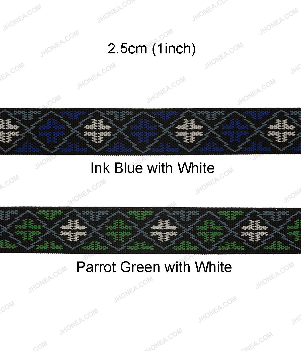 2.5cm (1inch) Dual Color Soft Patterned Woven Elastic