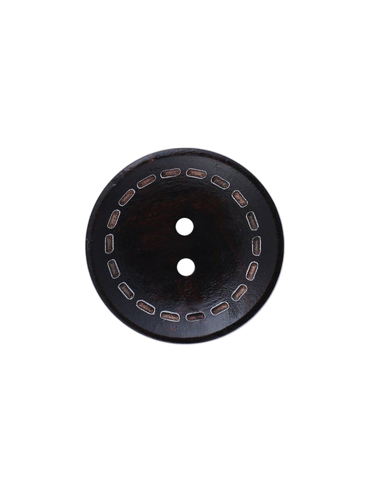 2 Hole Dark Brown Hollow Wooden Buttons