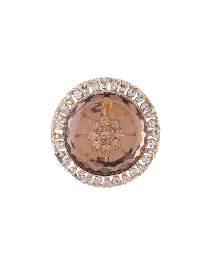 Decorative Round Shape Elegant Disc Golden Color Brooch Pin