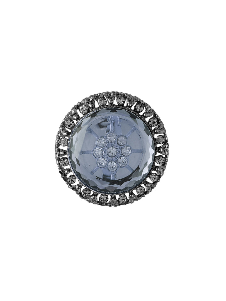 Decorative Round Shape Elegant Disc Black Nickel (Gunmetal) Color Brooch Pin