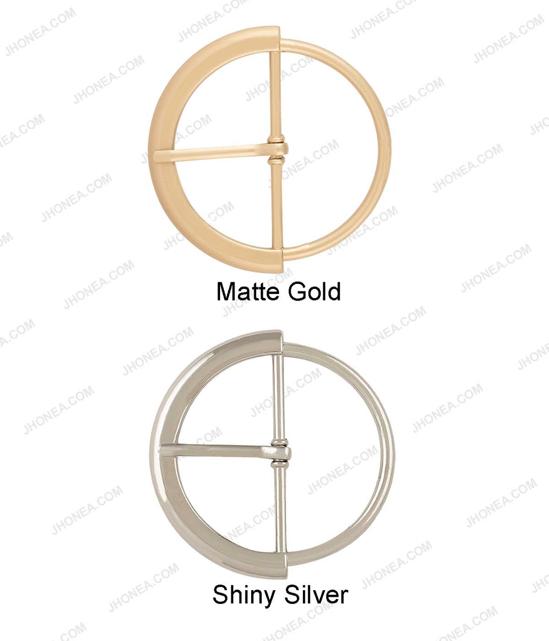 Glossy Matte Gold & Shiny Chrome Silver Center Bar Prong Belt Buckle