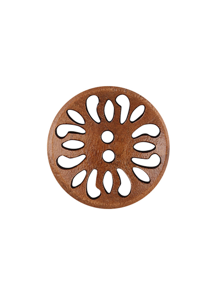 Cutwork Design Wooden Light Brown Coat Buttons