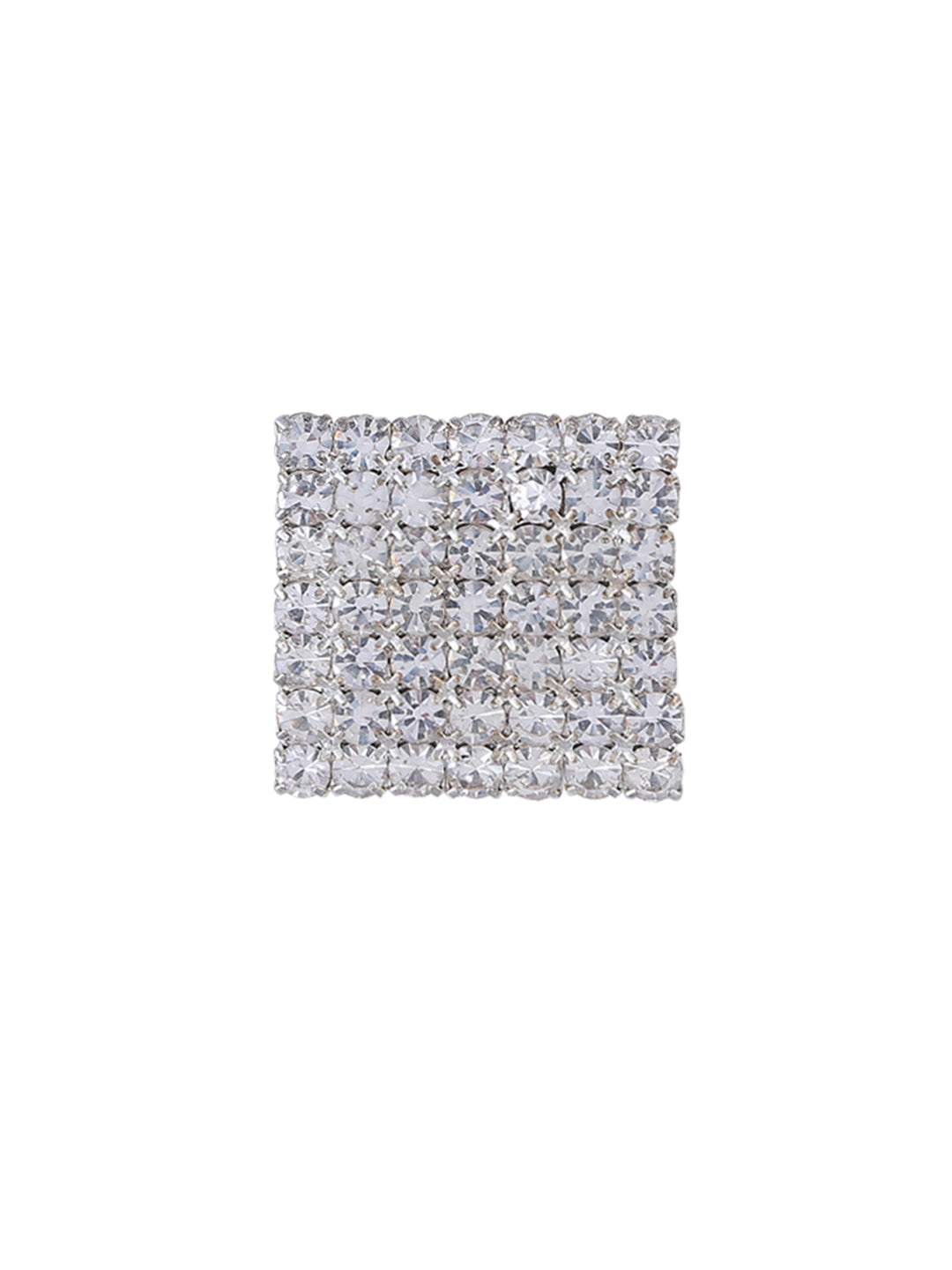 Square Shape Silver Diamonds Brooch Pin