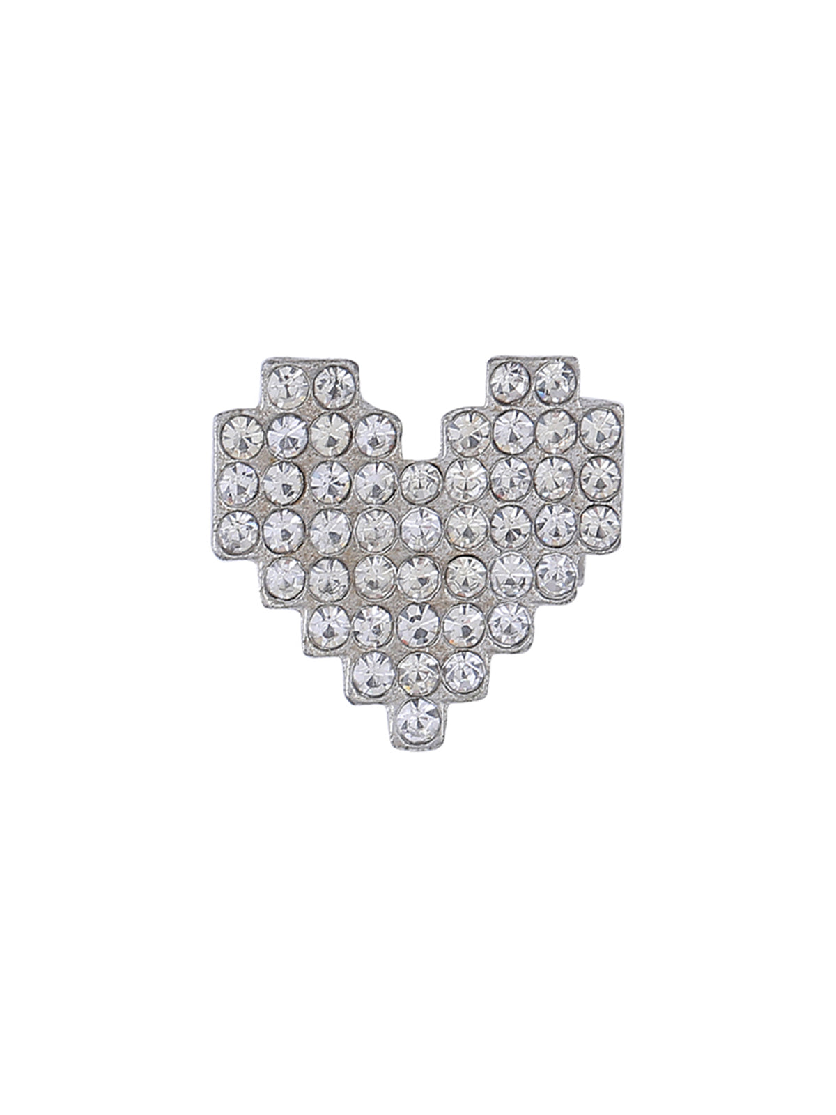 Heart Shape Silver Diamond Brooch Pin