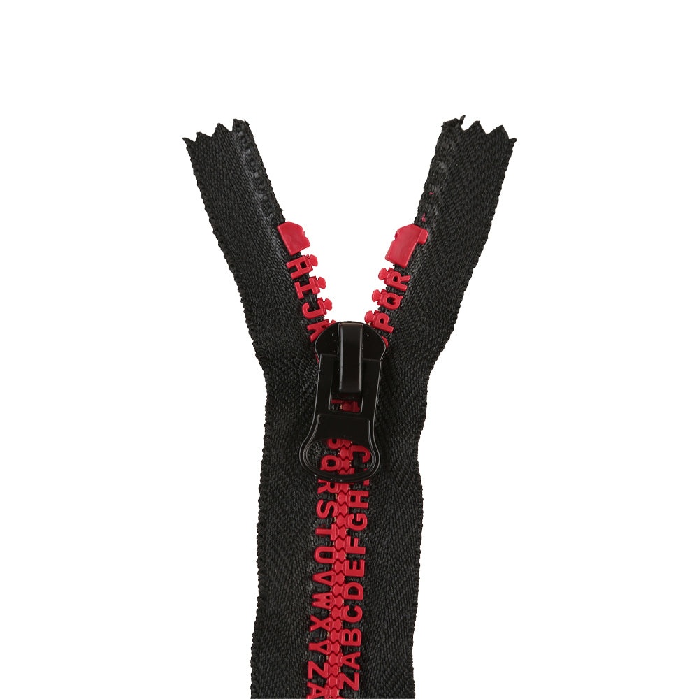 Sporty Closed-End Molded Plastic Alphabet Zipper