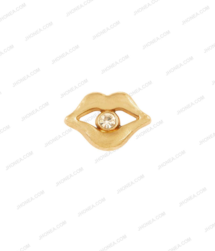 Golden Diamond Lip Shape Hotfix for Womens'