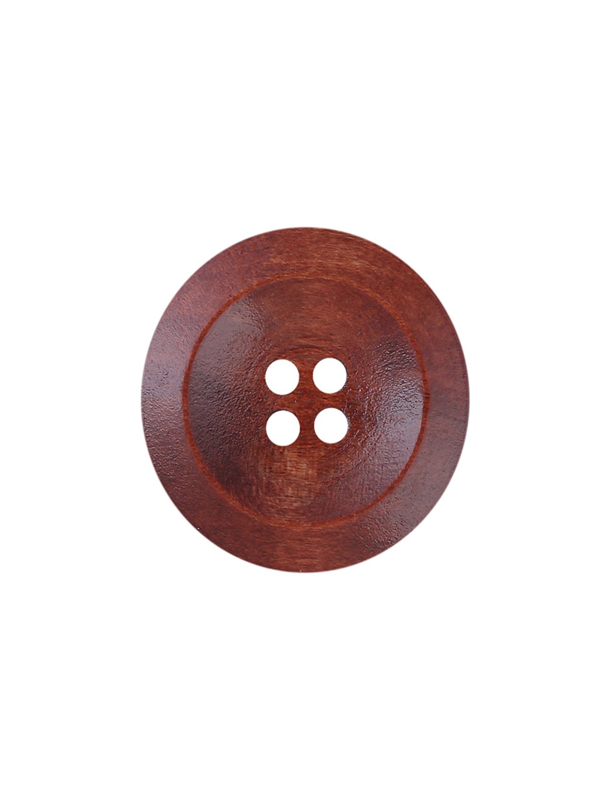 Brown Colour Round Shape 4 Hole Wide Rounded Rim Wooden Button