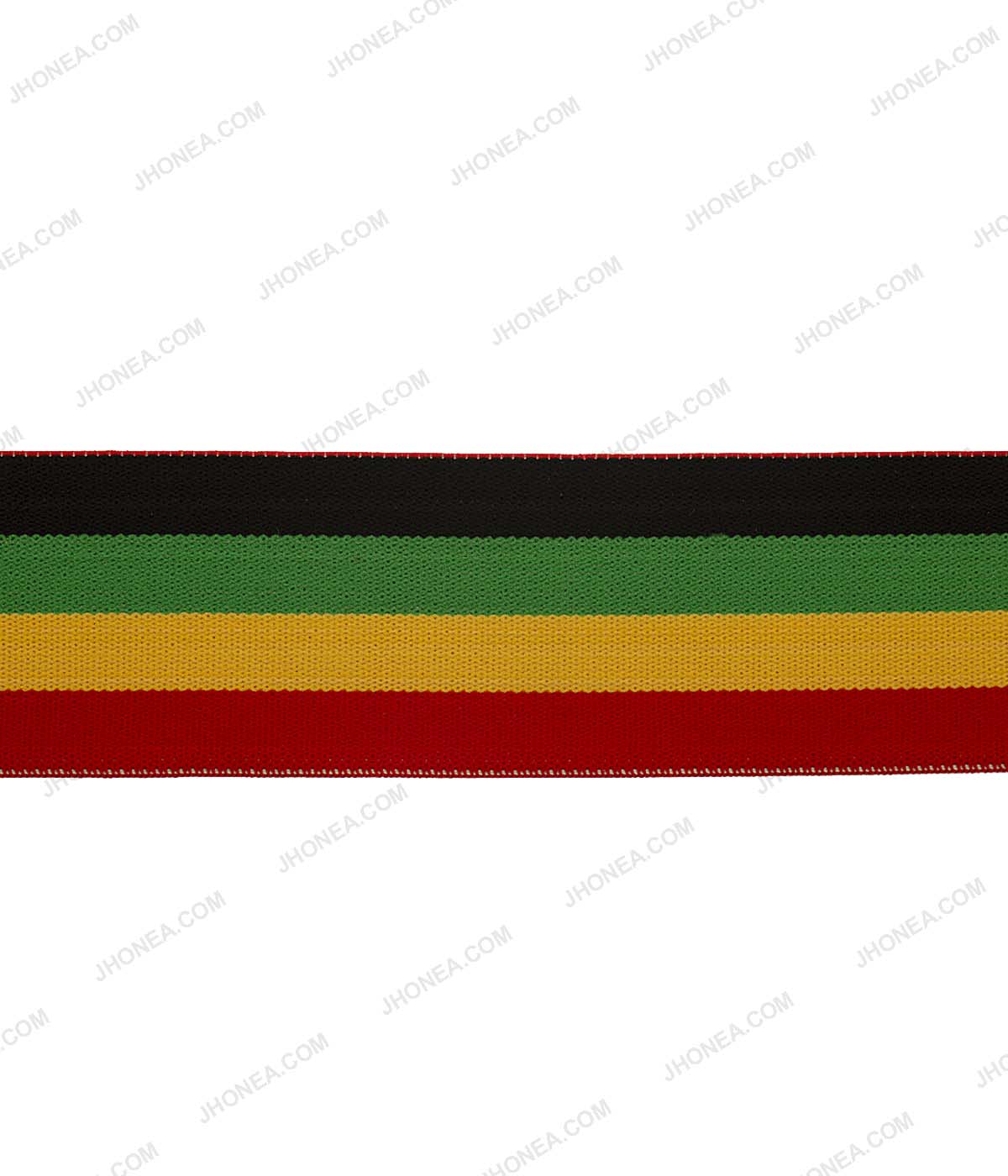 Rasta Multicolor 5cm (2inch) Striped Woven Elastic