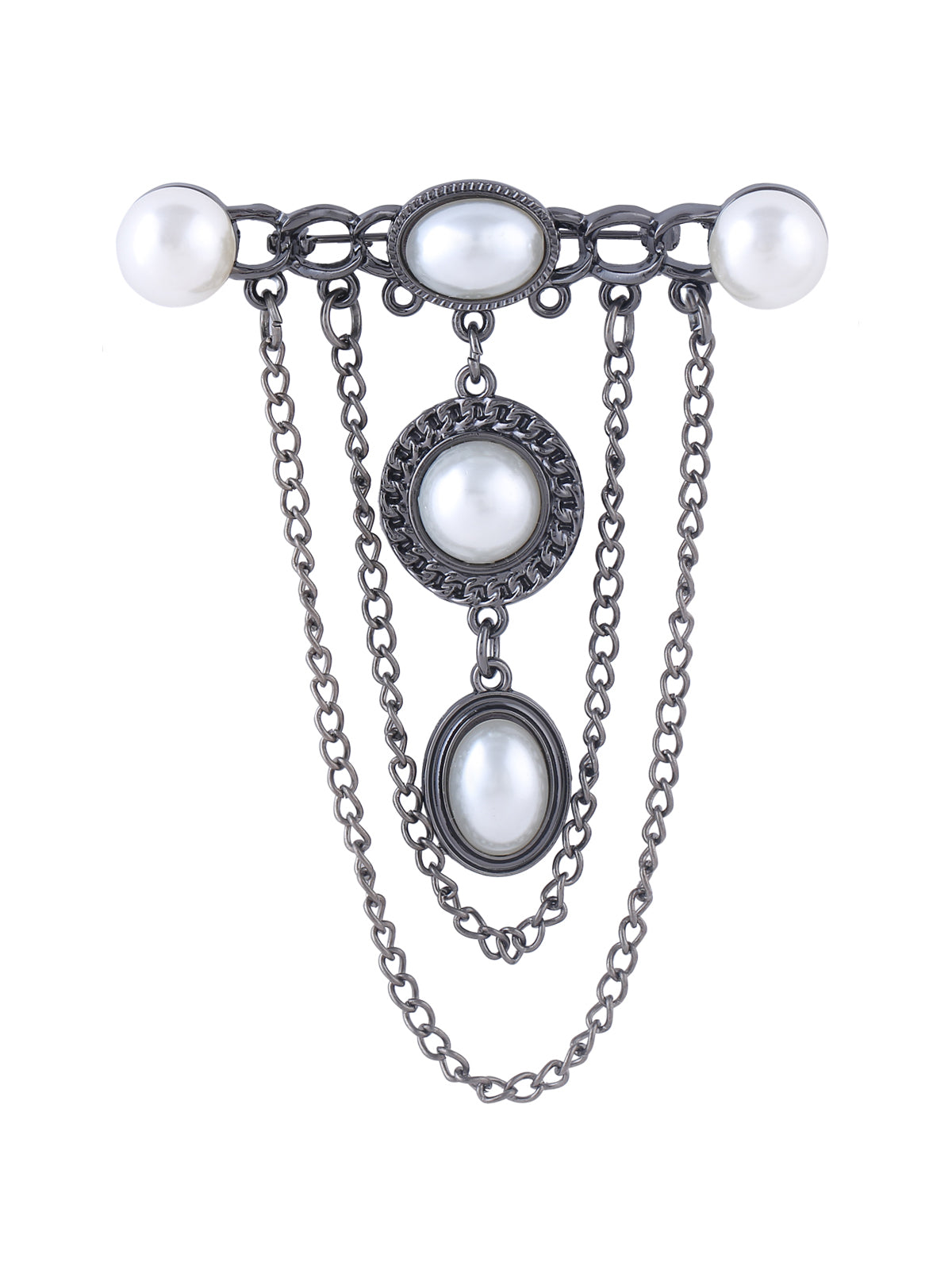 Classic Vintage Pearl & Chain Hanging Brooch
