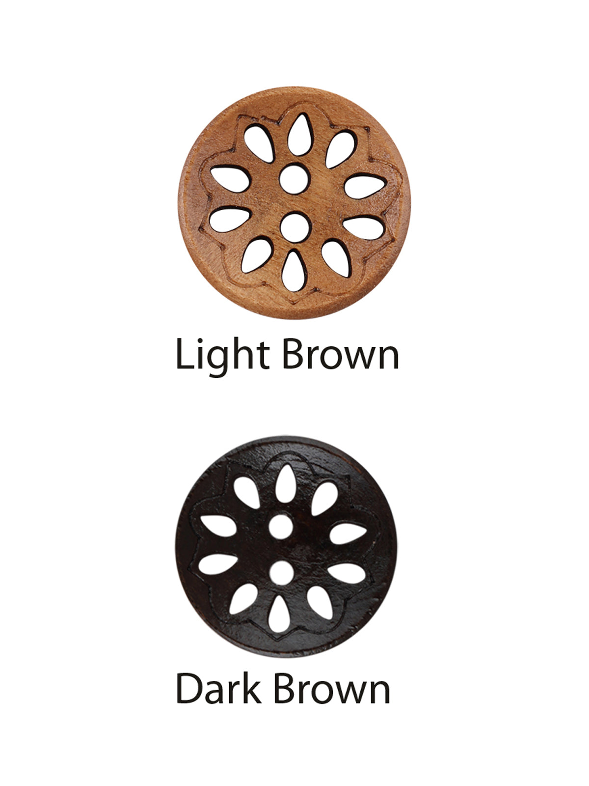 Wooden Light/Dark Brown Cutwork Design for Coat/Jacket Buttons