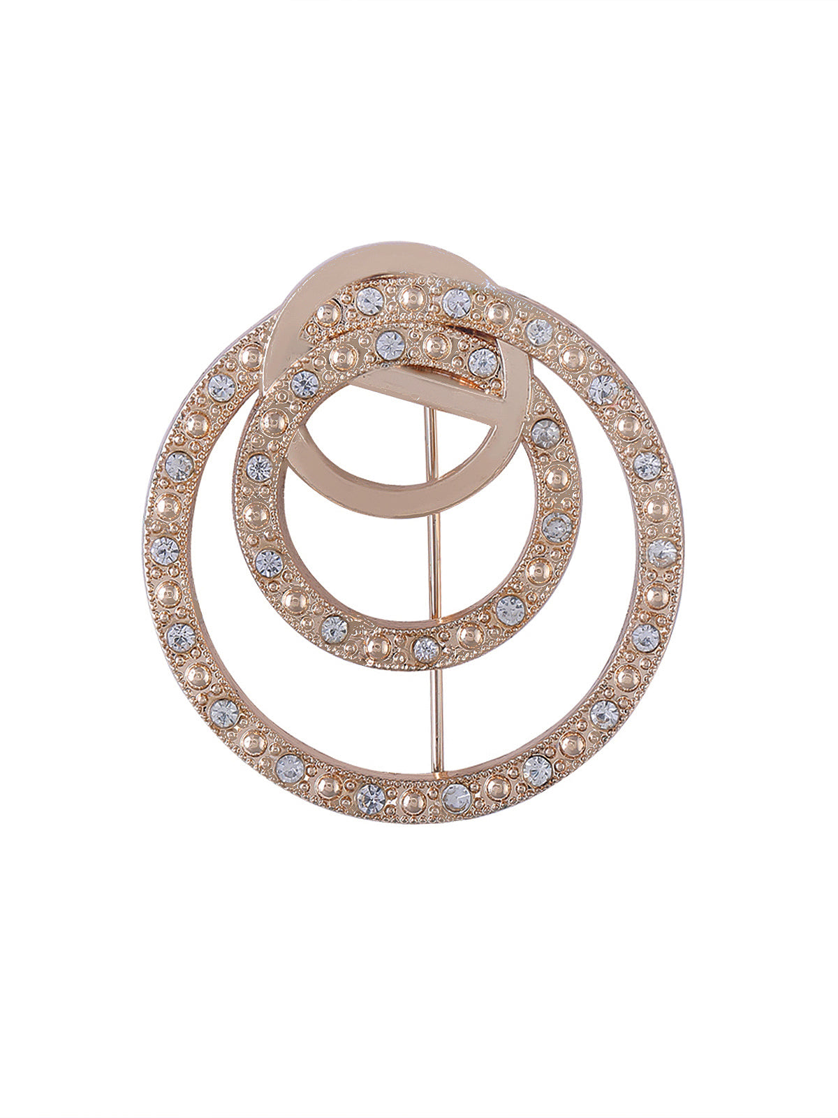 Round Shape Golden Color Ring Design Decorative Diamond Brooch Pin