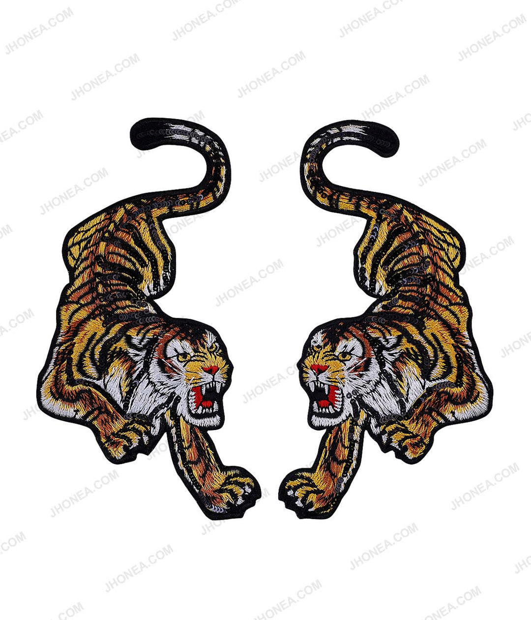 Pair of Climbing Tiger Intricately Embroidered Patch